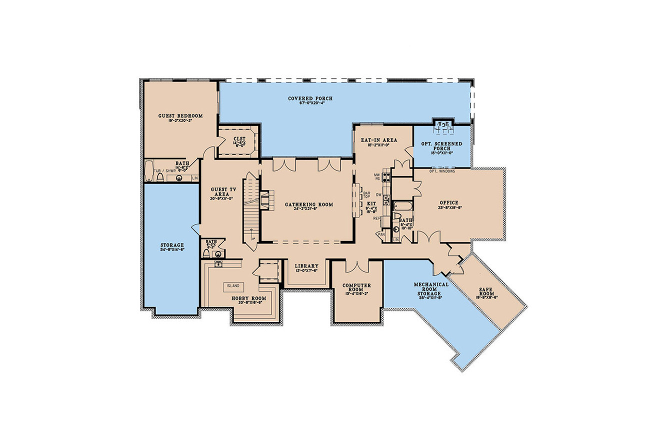 European House Plan - Arlington Estate 53921 - Basement Floor Plan