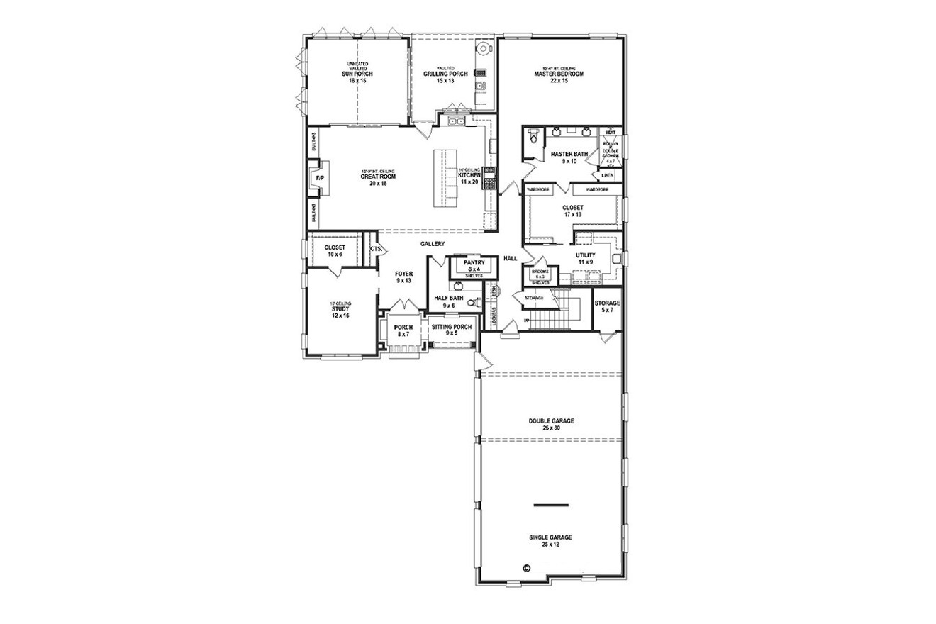 French Country House Plan - 96087 - 1st Floor Plan