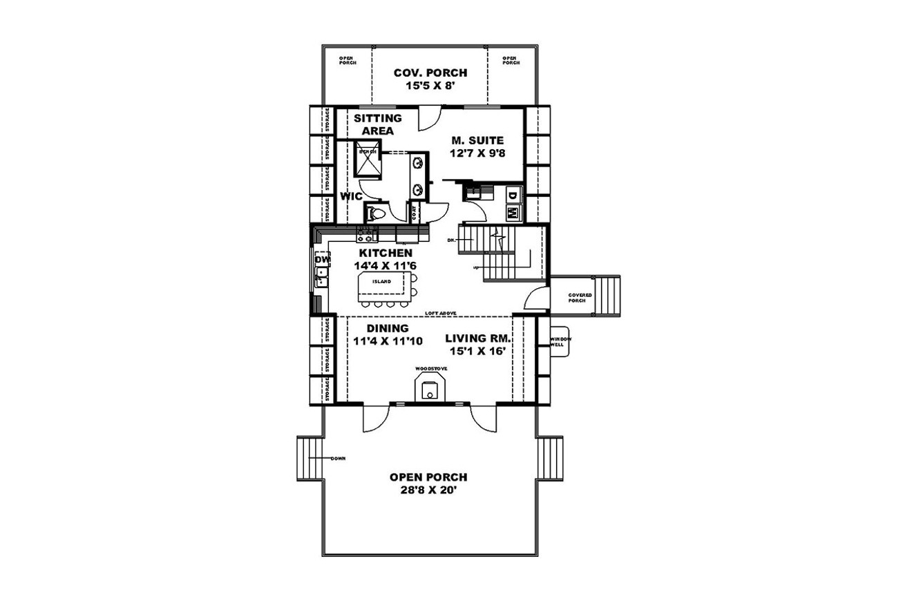 A-Frame House Plan - 38255 - 1st Floor Plan