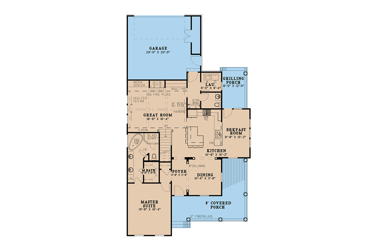 Farmhouse House Plan - Mill Creek Farms 92890 - 1st Floor Plan