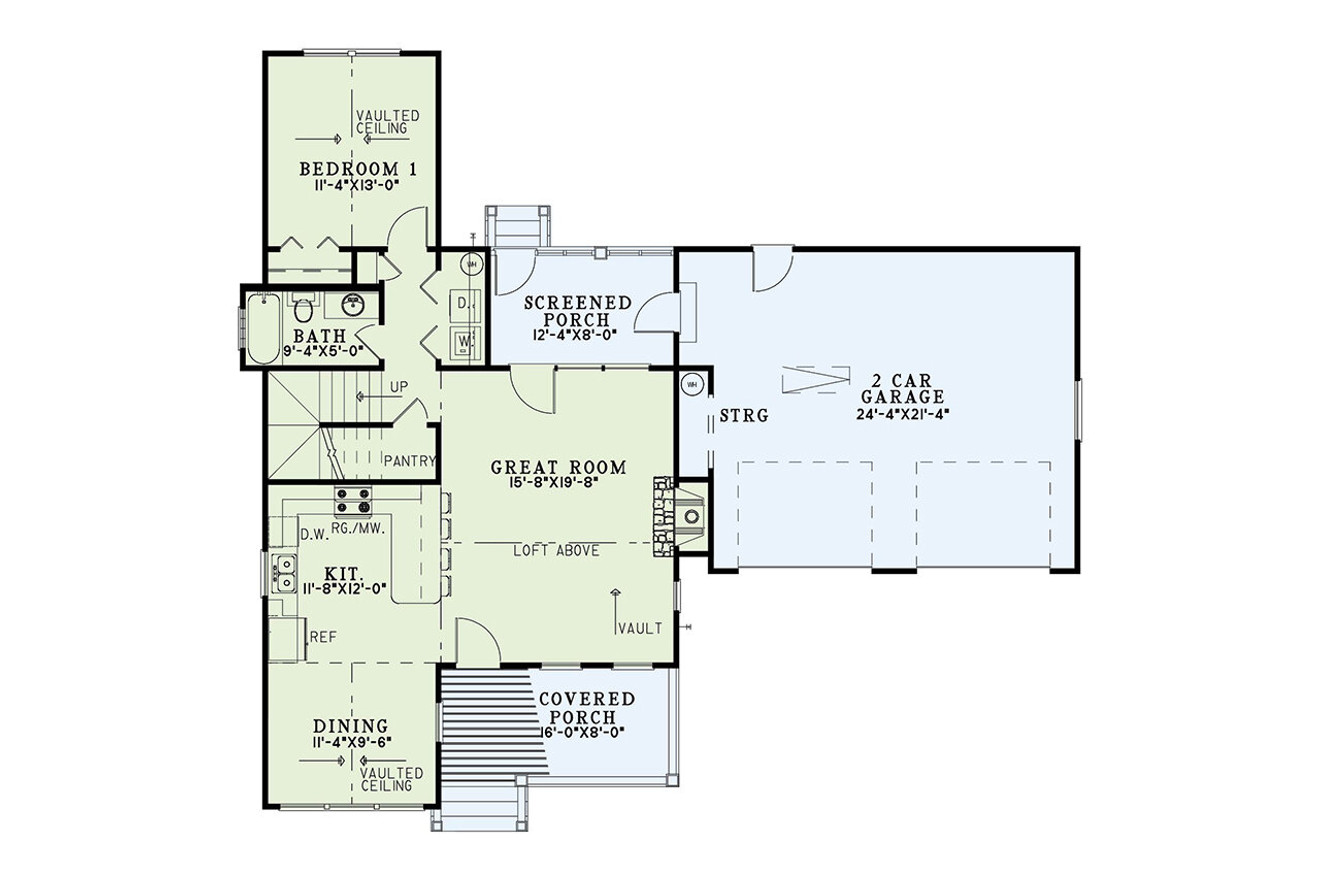 Mountain Rustic House Plan - Whispering Falls 66926 - 1st Floor Plan