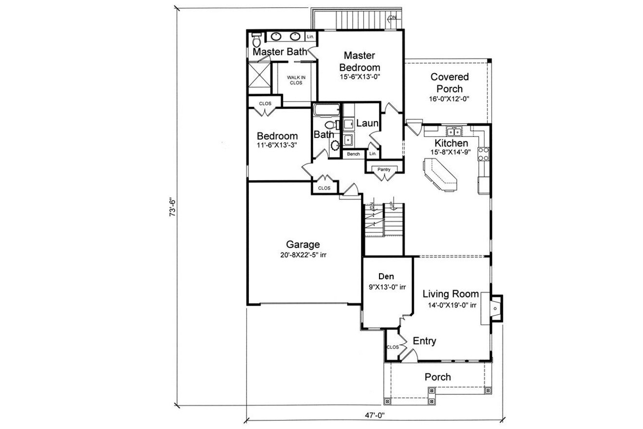 Craftsman House Plan - Addison II 52789 - 1st Floor Plan