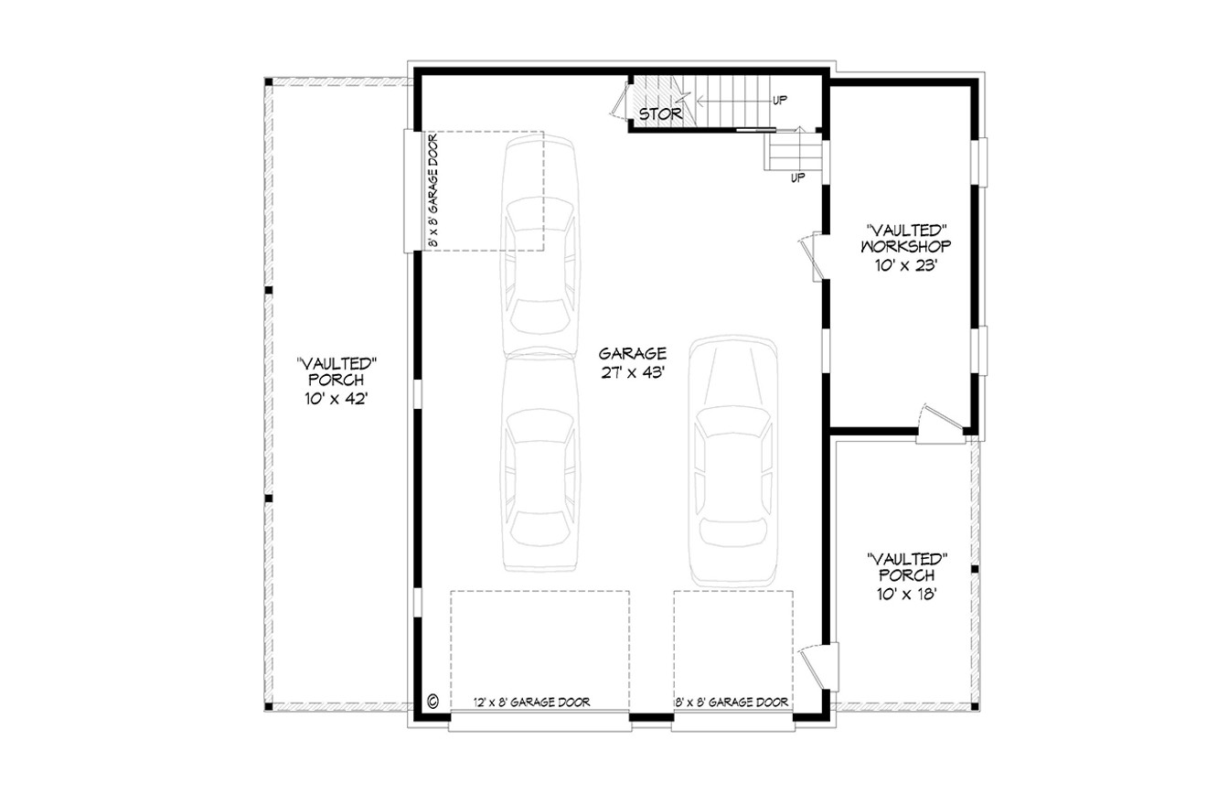 Lodge Style House Plan - Deer Haven Garage 2 93915 - 1st Floor Plan
