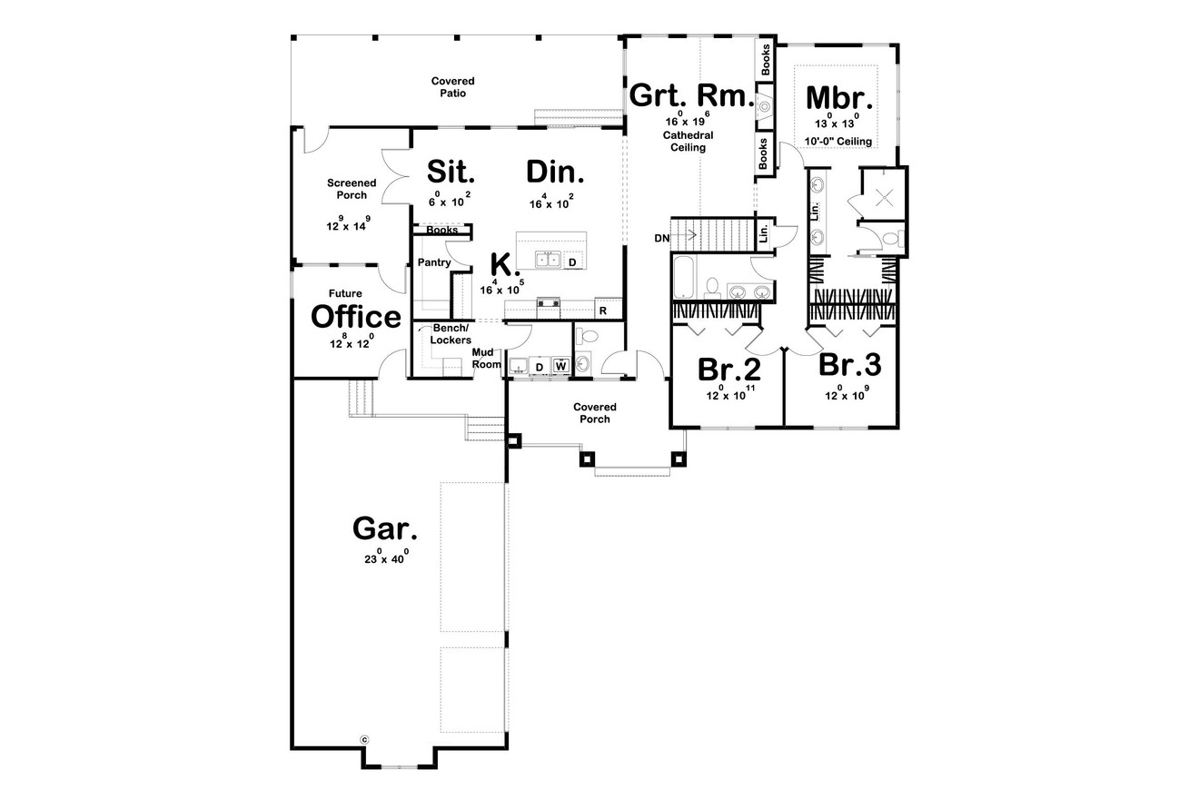 Craftsman House Plan - Ozark 70008 - 1st Floor Plan