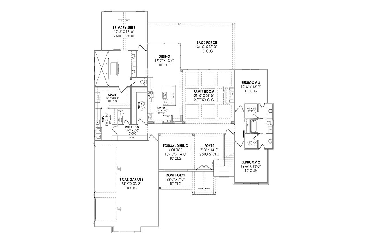 Farmhouse House Plan - 70888 - 1st Floor Plan