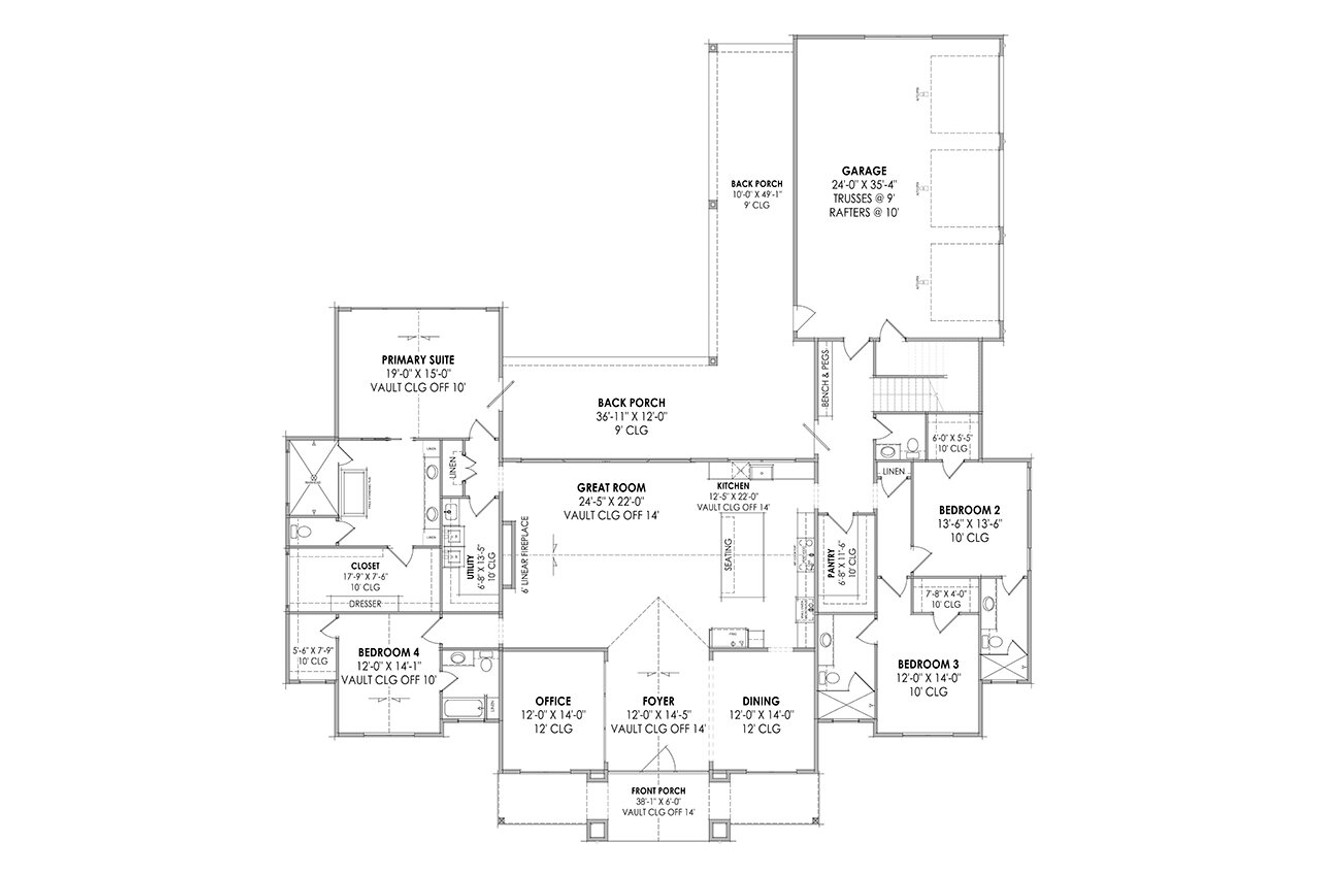 Modern House Plan - 51967 - 1st Floor Plan