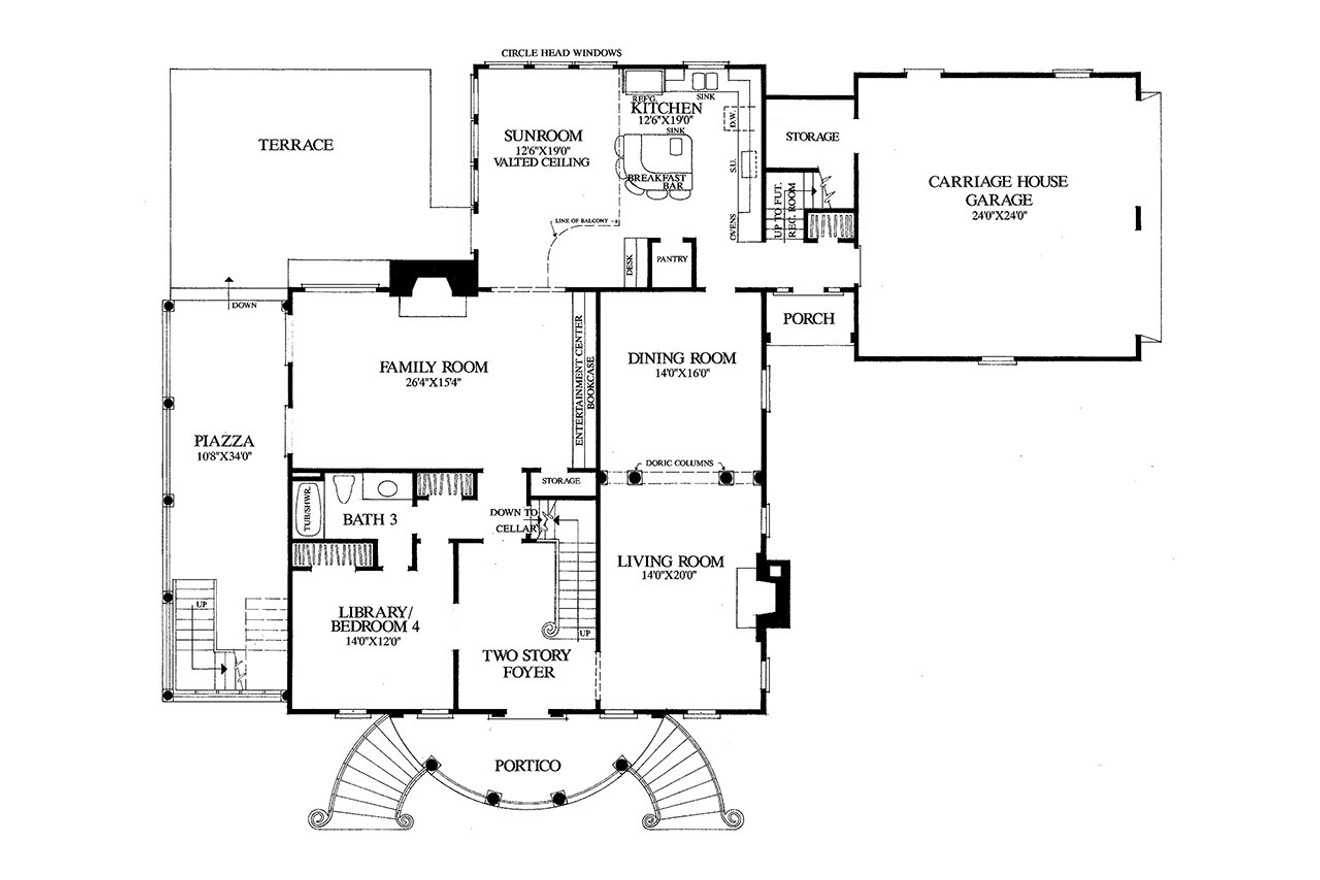 Classic House Plan - Josiah Smith 42784 - 1st Floor Plan