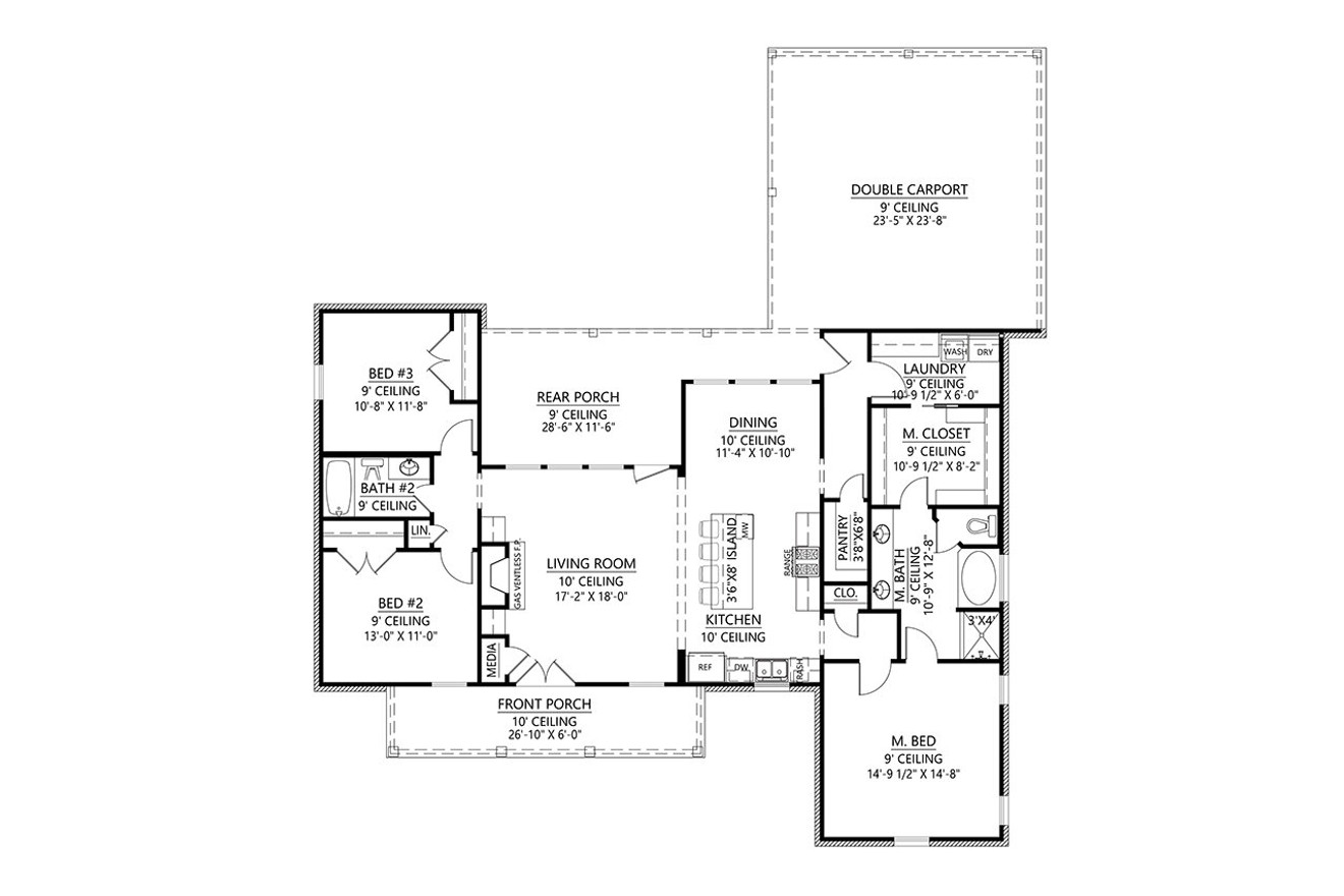 Southern House Plan - Woodgrove 10378 - 1st Floor Plan