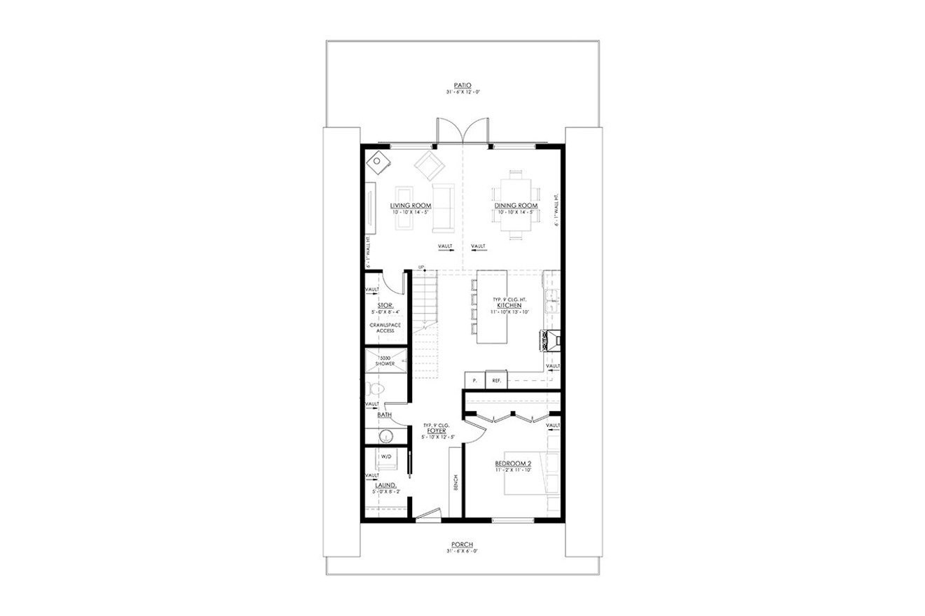 A-Frame House Plan - Aspen 13909 - 1st Floor Plan