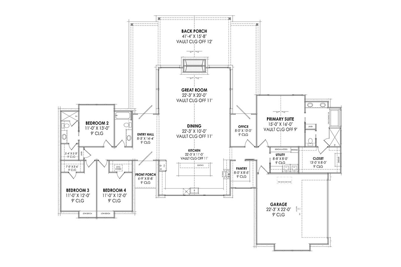 Mountain Rustic House Plan - 16157 - 1st Floor Plan