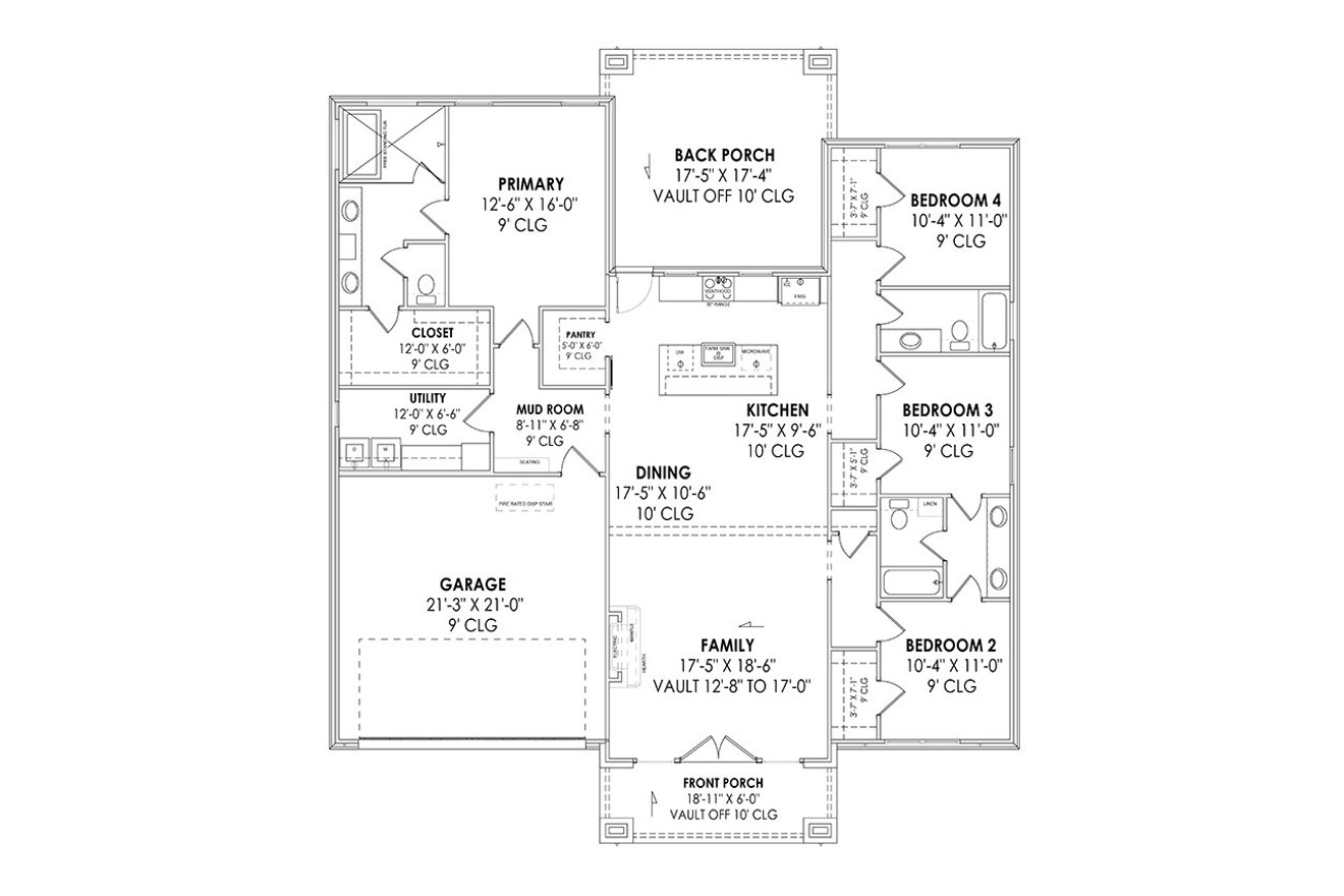 Modern House Plan - 14239 - 1st Floor Plan