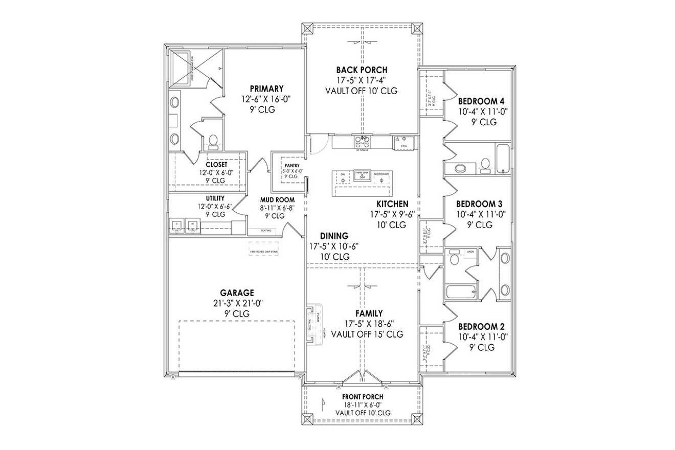 Farmhouse House Plan - 98094 - 1st Floor Plan