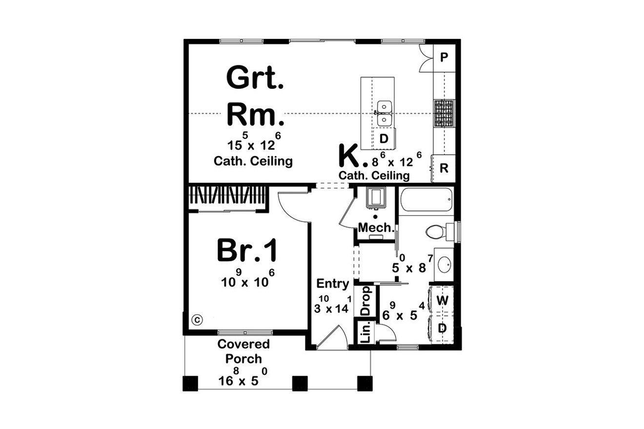 Farmhouse House Plan - Fairview Cottage 62302 - 1st Floor Plan
