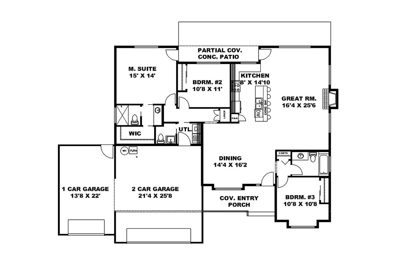 Craftsman House Plan - 98836 - 1st Floor Plan