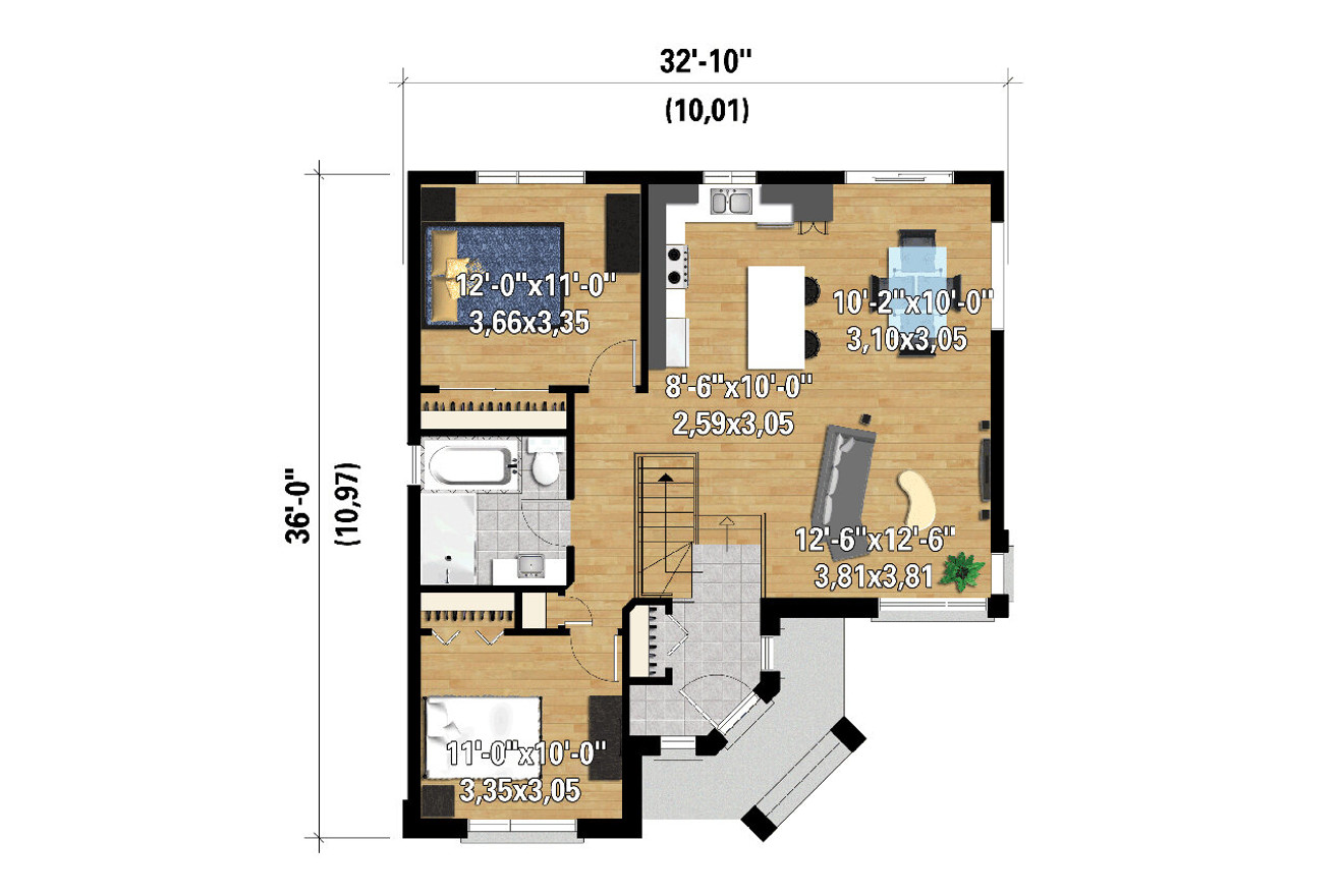 Modern House Plan - 51714 - 1st Floor Plan