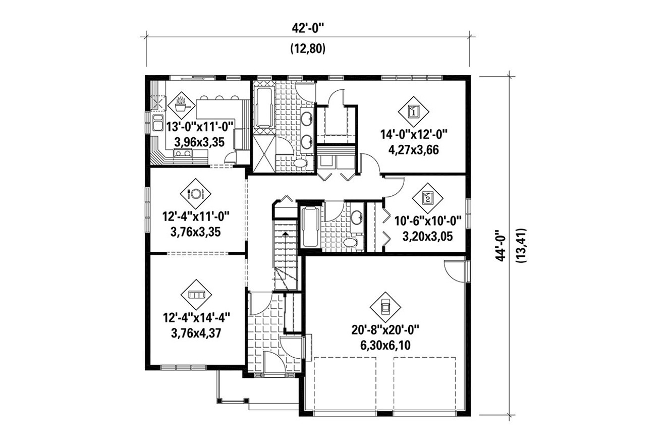 Country House Plan - 21014 - 1st Floor Plan
