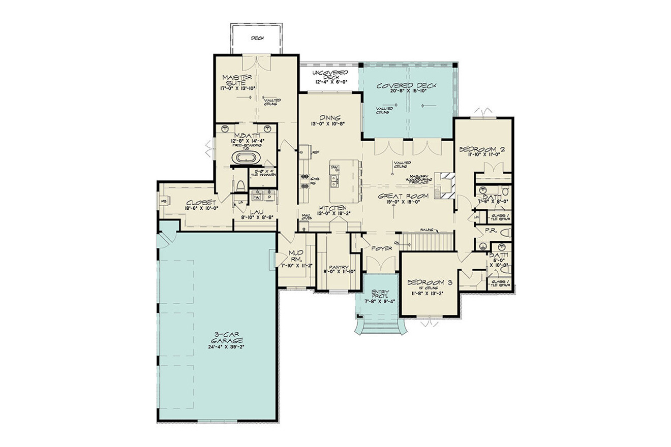 European House Plan - Windleton 70869 - 1st Floor Plan