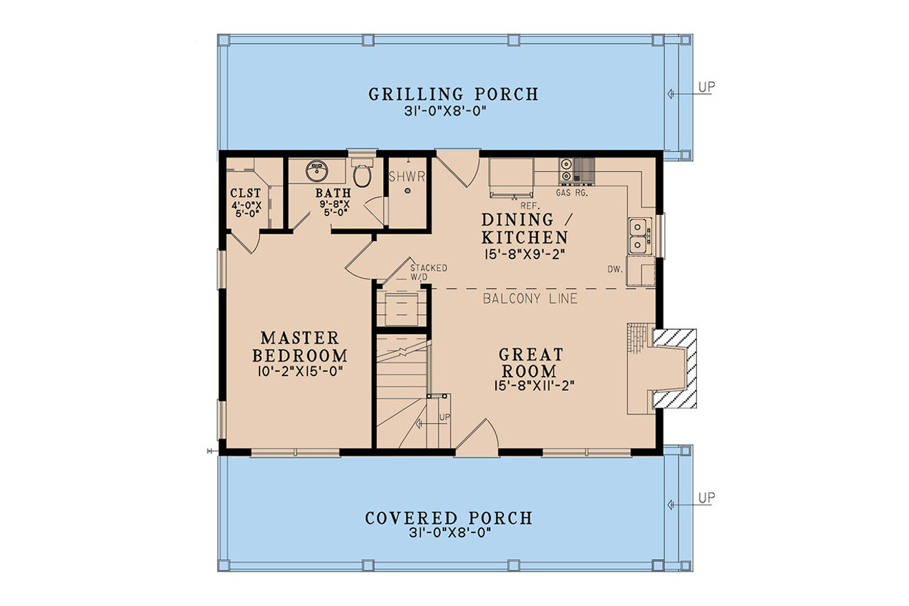 Mountain Rustic House Plan - Lost Creek Retreat 87280 - 1st Floor Plan