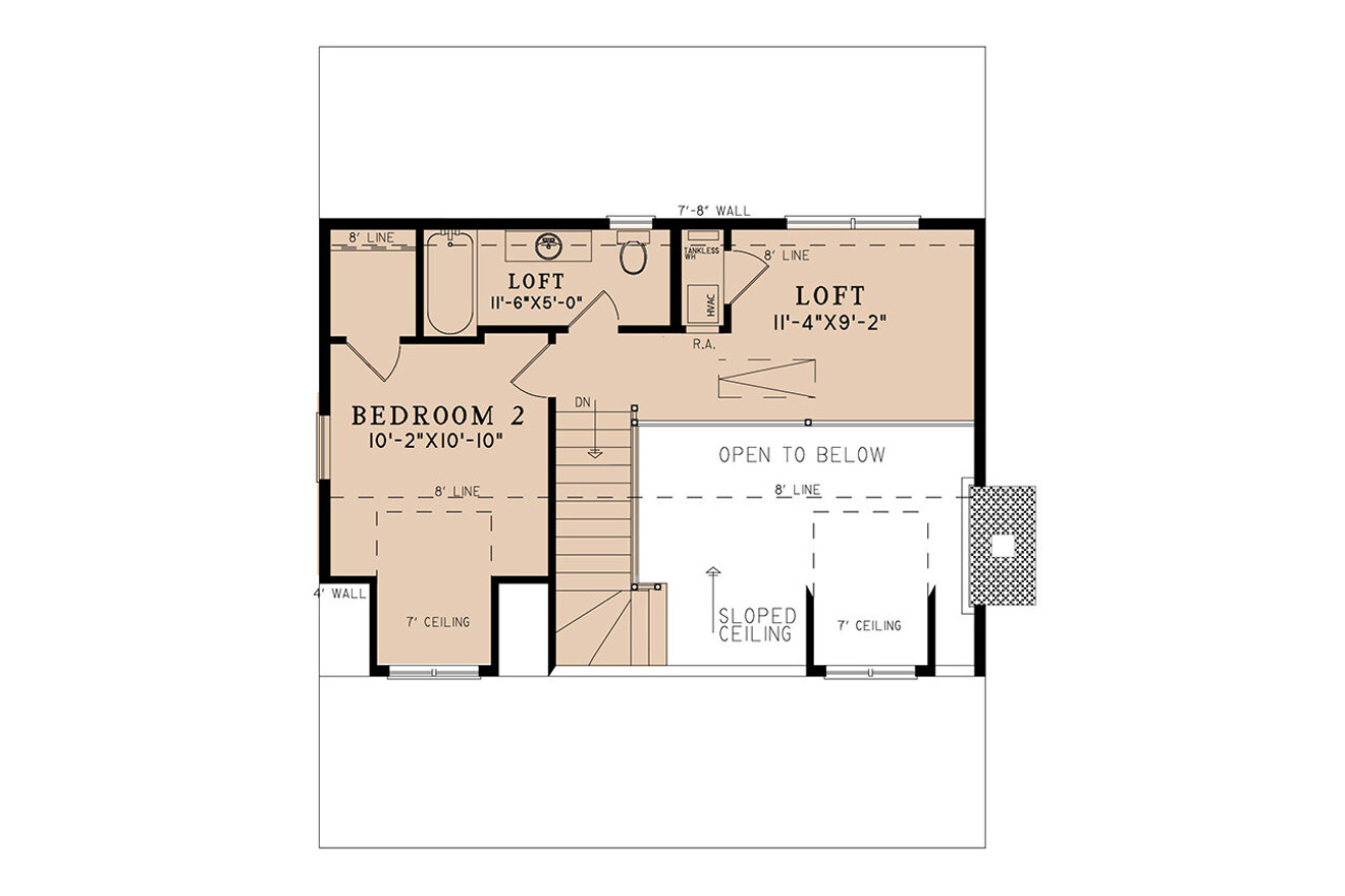 Mountain Rustic House Plan - Lost Creek Retreat 87280 - 2nd Floor Plan