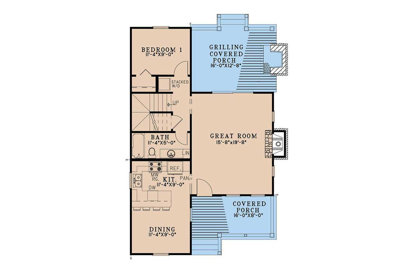 Cottage House Plan - Cedar Creek 75500 - 1st Floor Plan