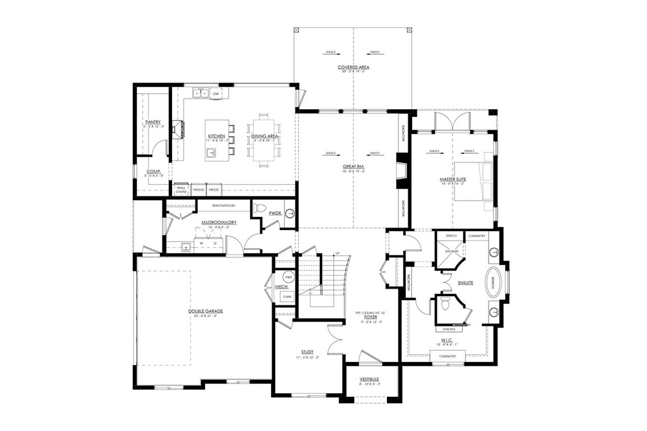 European House Plan - Coal Canyon 61492 - 1st Floor Plan