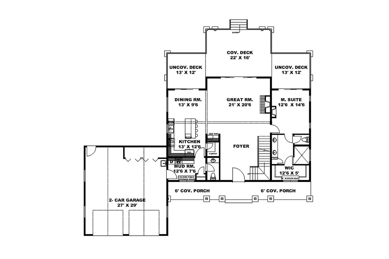 Craftsman House Plan - 22513 - 1st Floor Plan