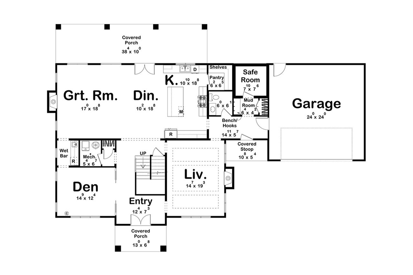 Colonial House Plan - Berry Mills 57242 - 1st Floor Plan
