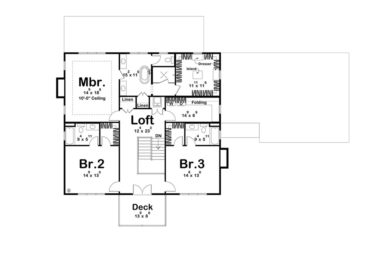Colonial House Plan - Berry Mills 57242 - 2nd Floor Plan