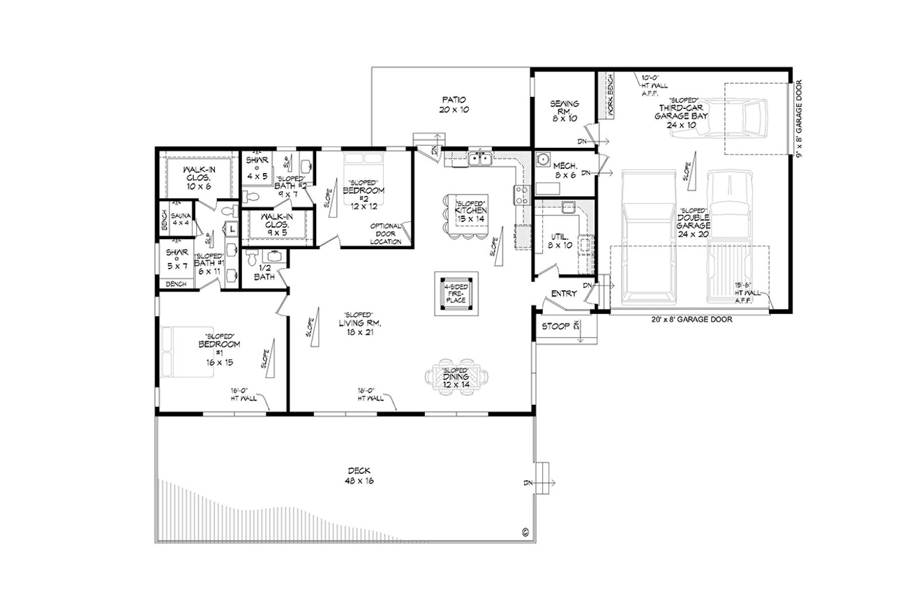 Contemporary House Plan - Forest View Cabin 91407 - 1st Floor Plan
