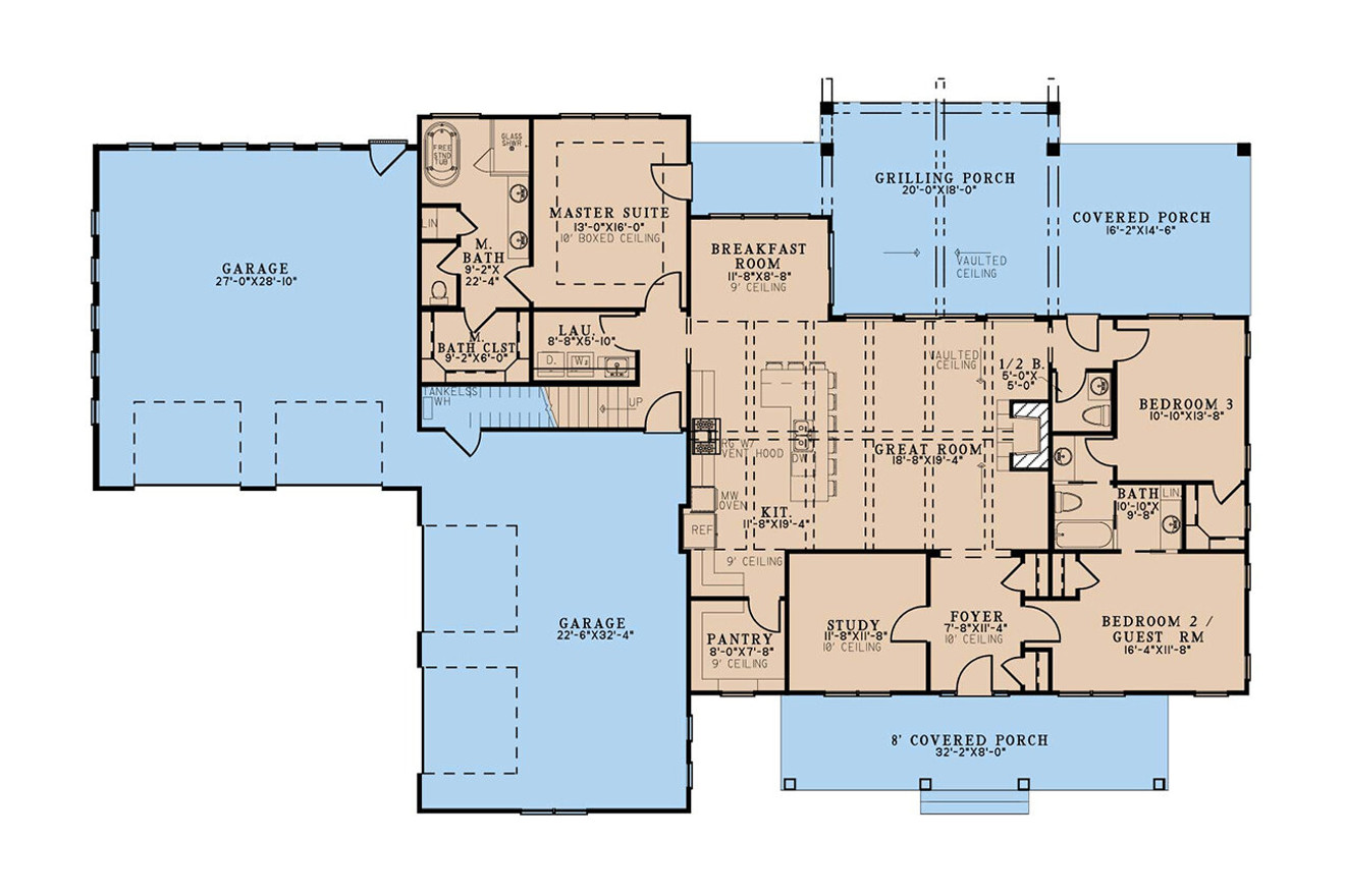 Mountain Rustic House Plan - Misty Mountain Retreat 27439 - 1st Floor Plan