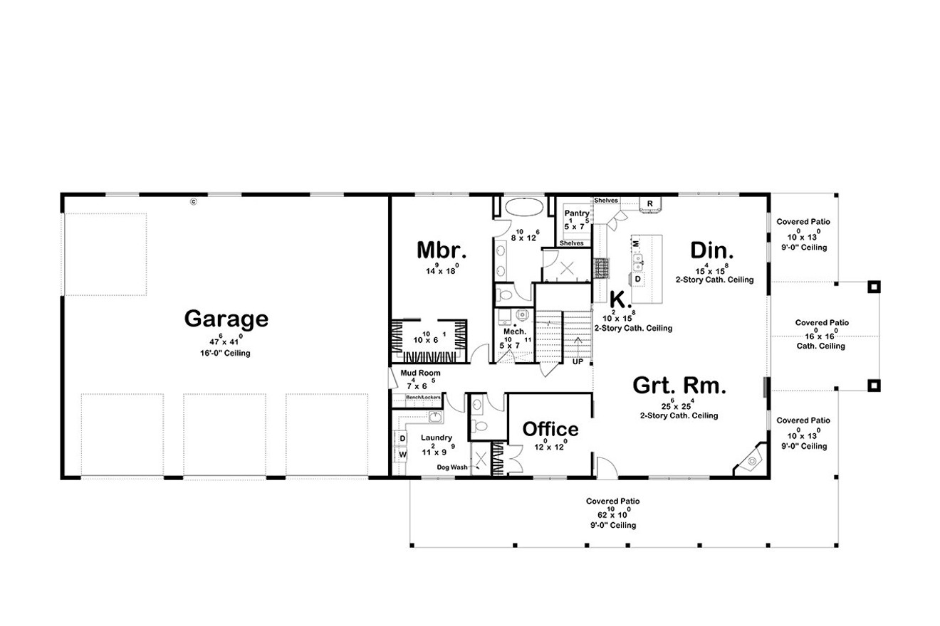 Farmhouse House Plan - Clear Creek 45122 - 1st Floor Plan