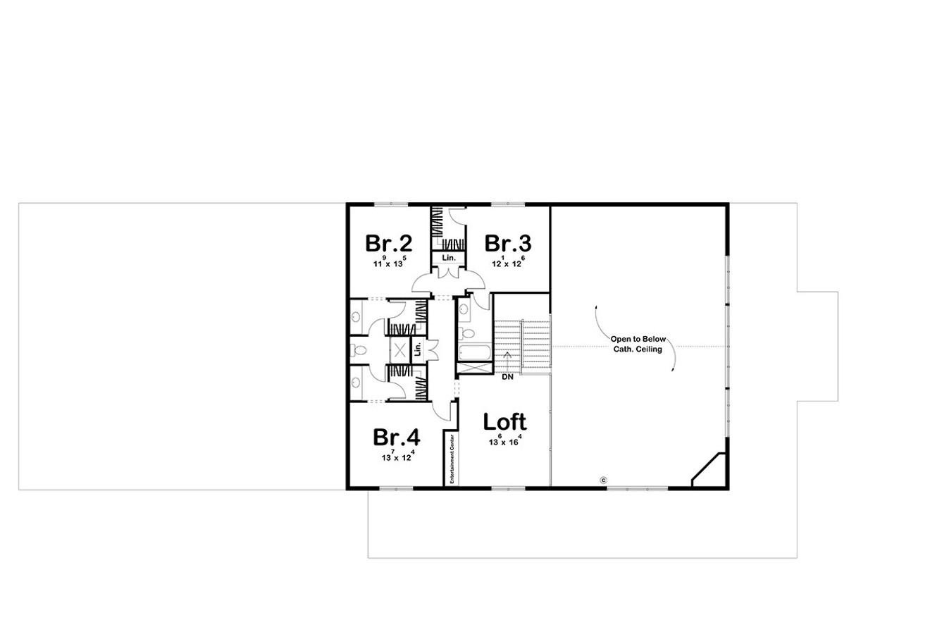 Farmhouse House Plan - Clear Creek 45122 - 2nd Floor Plan