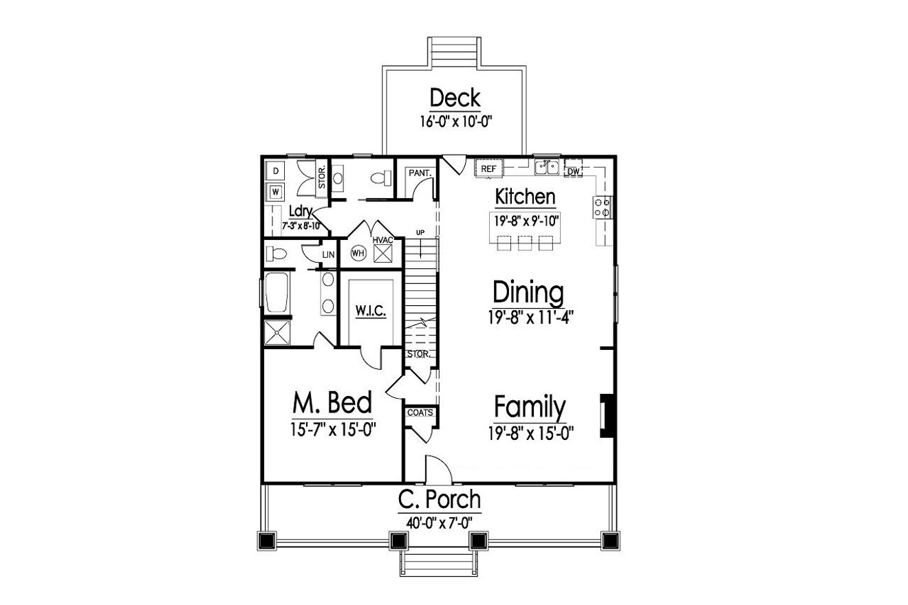Bungalow House Plan - 39807 - 1st Floor Plan