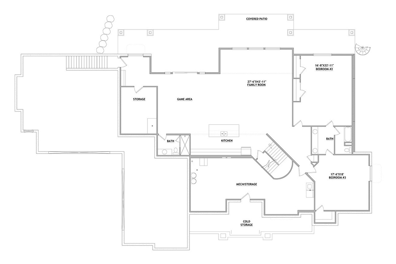 Mountain Rustic House Plan - Chatwin Midway 52856 - Basement Floor Plan