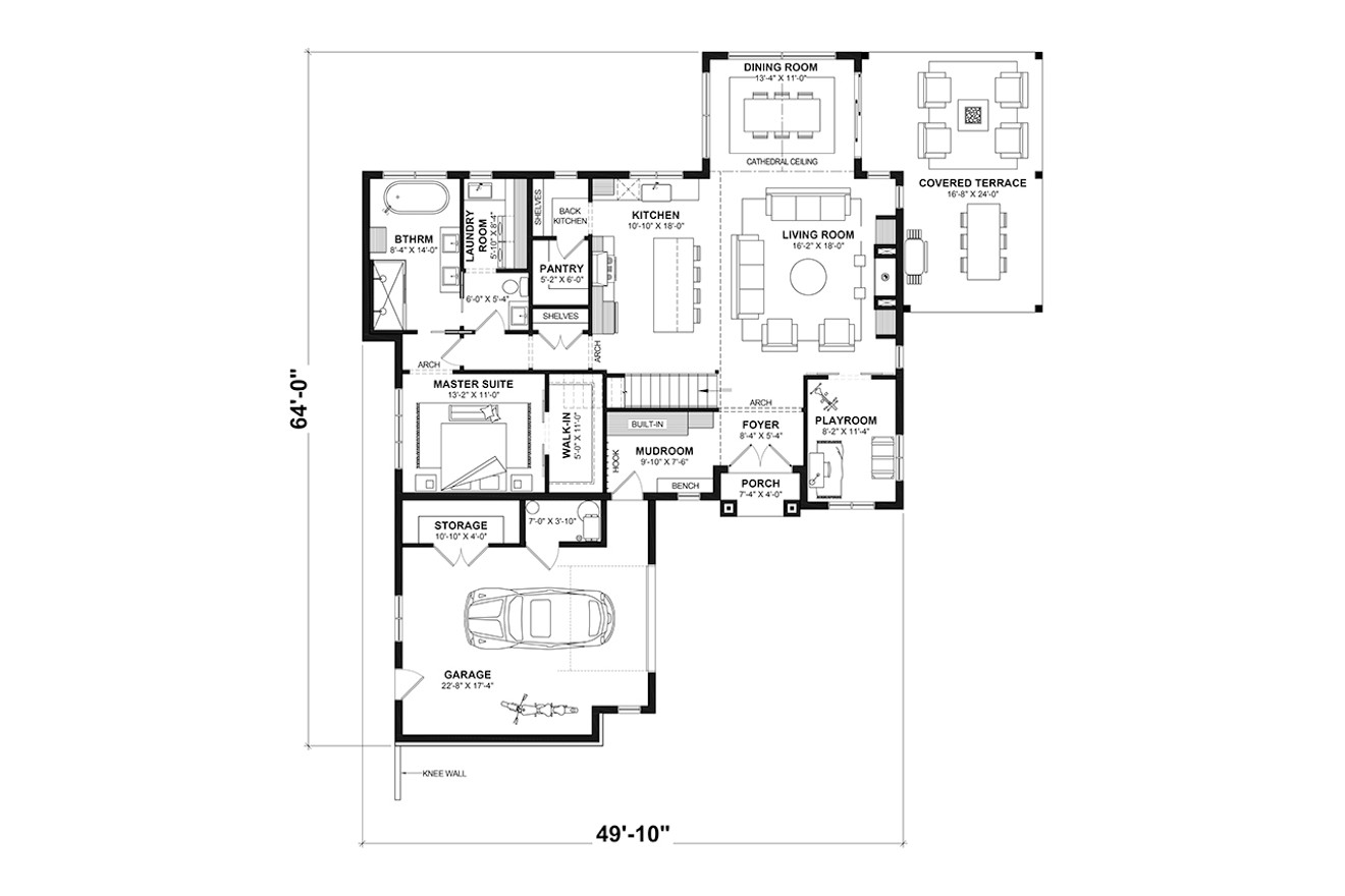 French Country House Plan - Simone 51851 - 1st Floor Plan