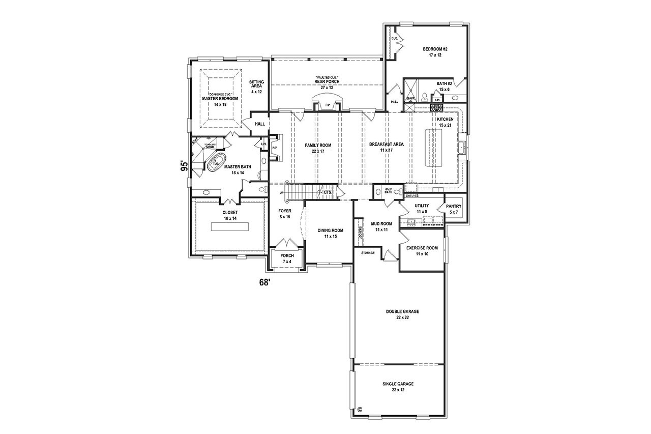French Country House Plan - 26972 - 1st Floor Plan