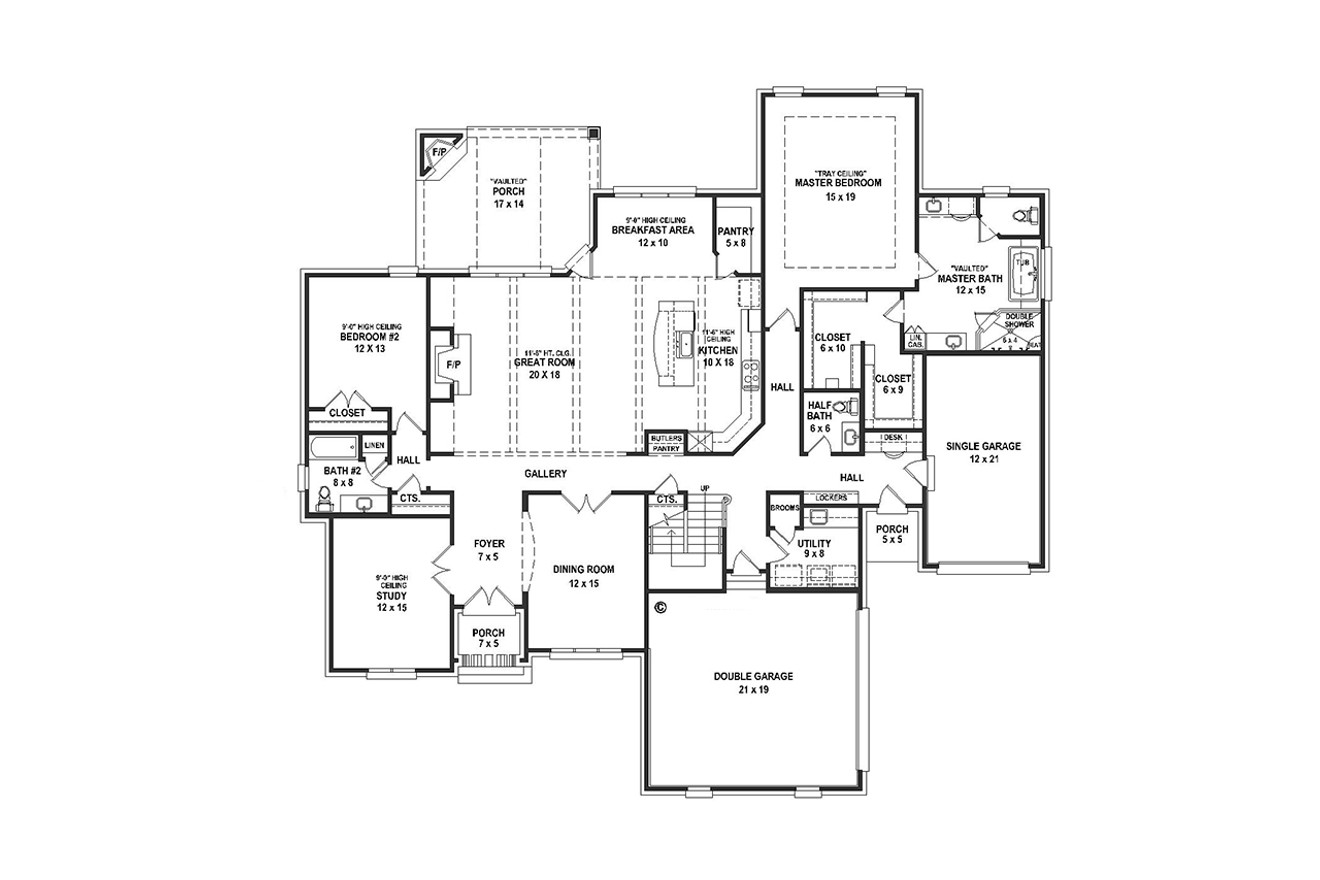 French Country House Plan - 68527 - 1st Floor Plan