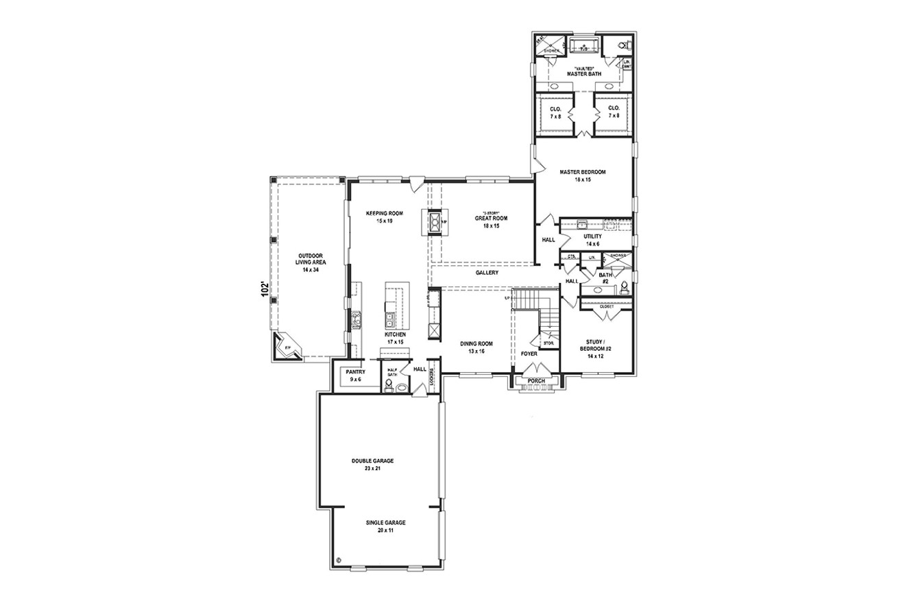 French Country House Plan - 35979 - 1st Floor Plan