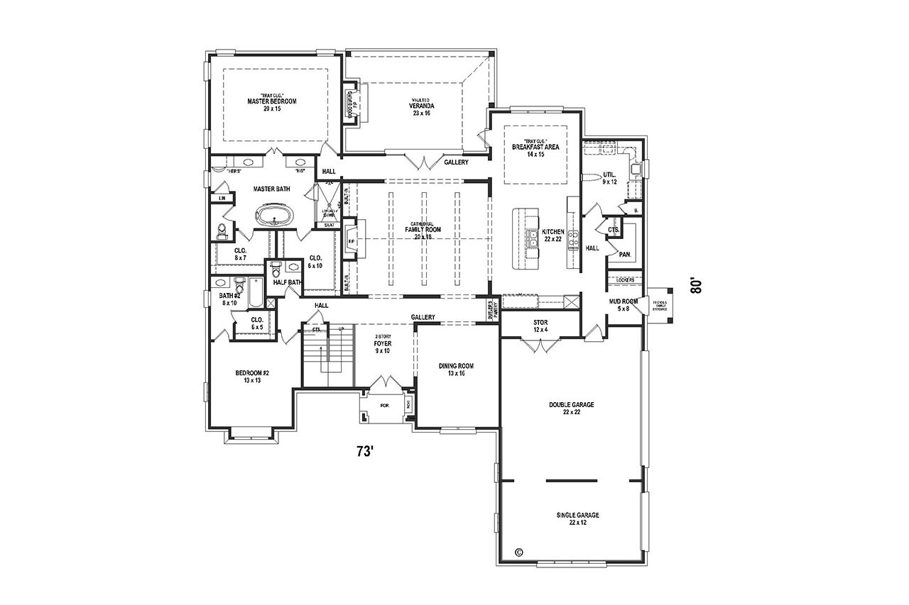 French Country House Plan - 85438 - 1st Floor Plan