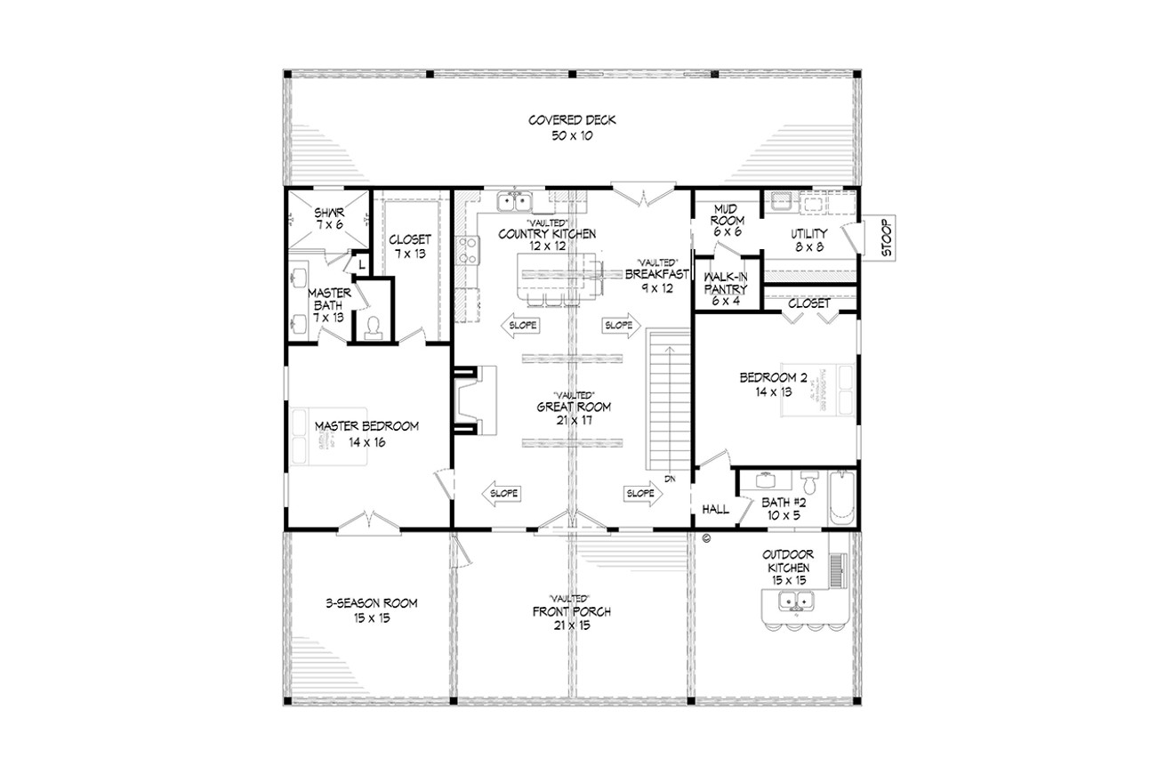 Craftsman House Plan - Sandstone 10834 - 1st Floor Plan