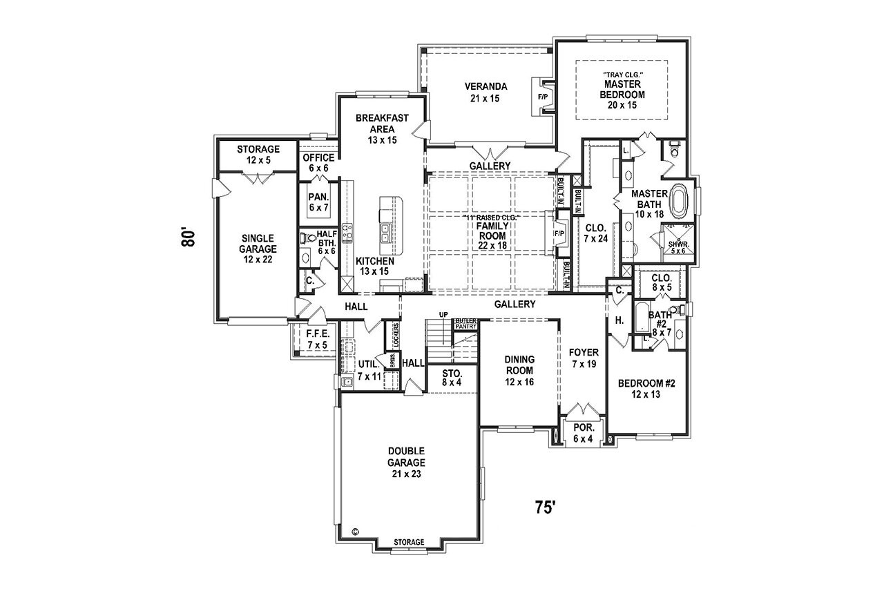 French Country House Plan - 64000 - 1st Floor Plan