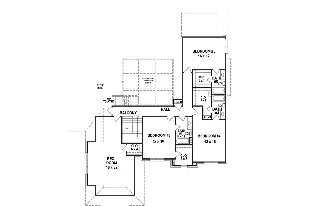 Secondary Image - French Country House Plan - 64000 - 2nd Floor Plan
