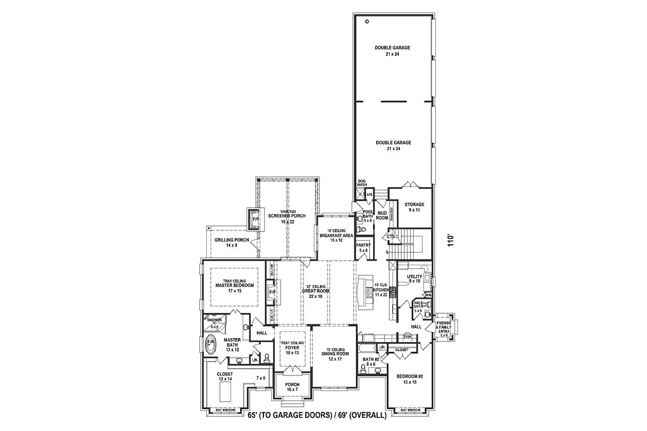 French Country House Plan - 25090 - 1st Floor Plan