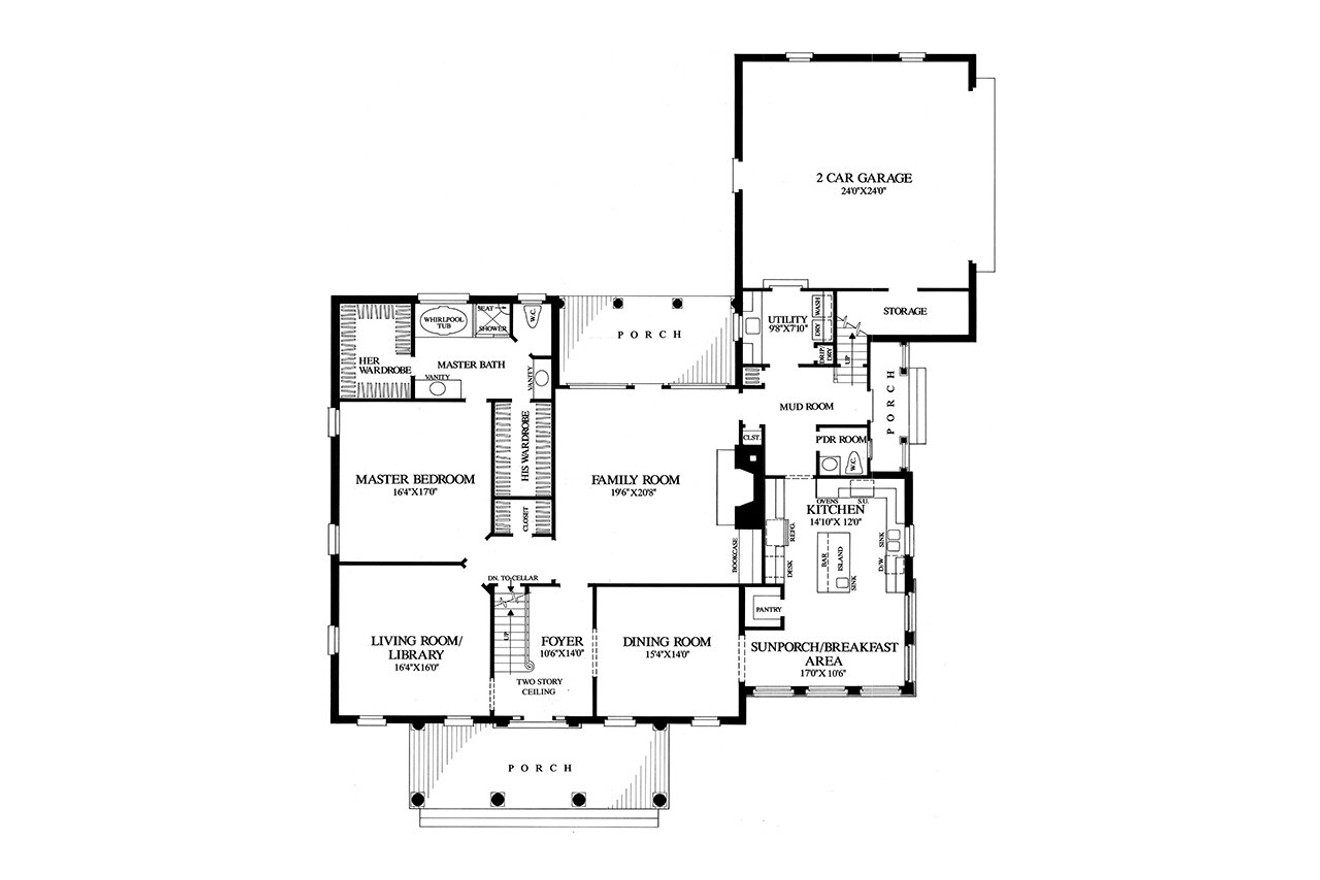 Colonial House Plan - Fairfax 49143 - 1st Floor Plan