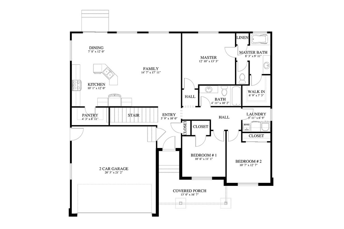 Ranch House Plan - Winder 66623 - 1st Floor Plan