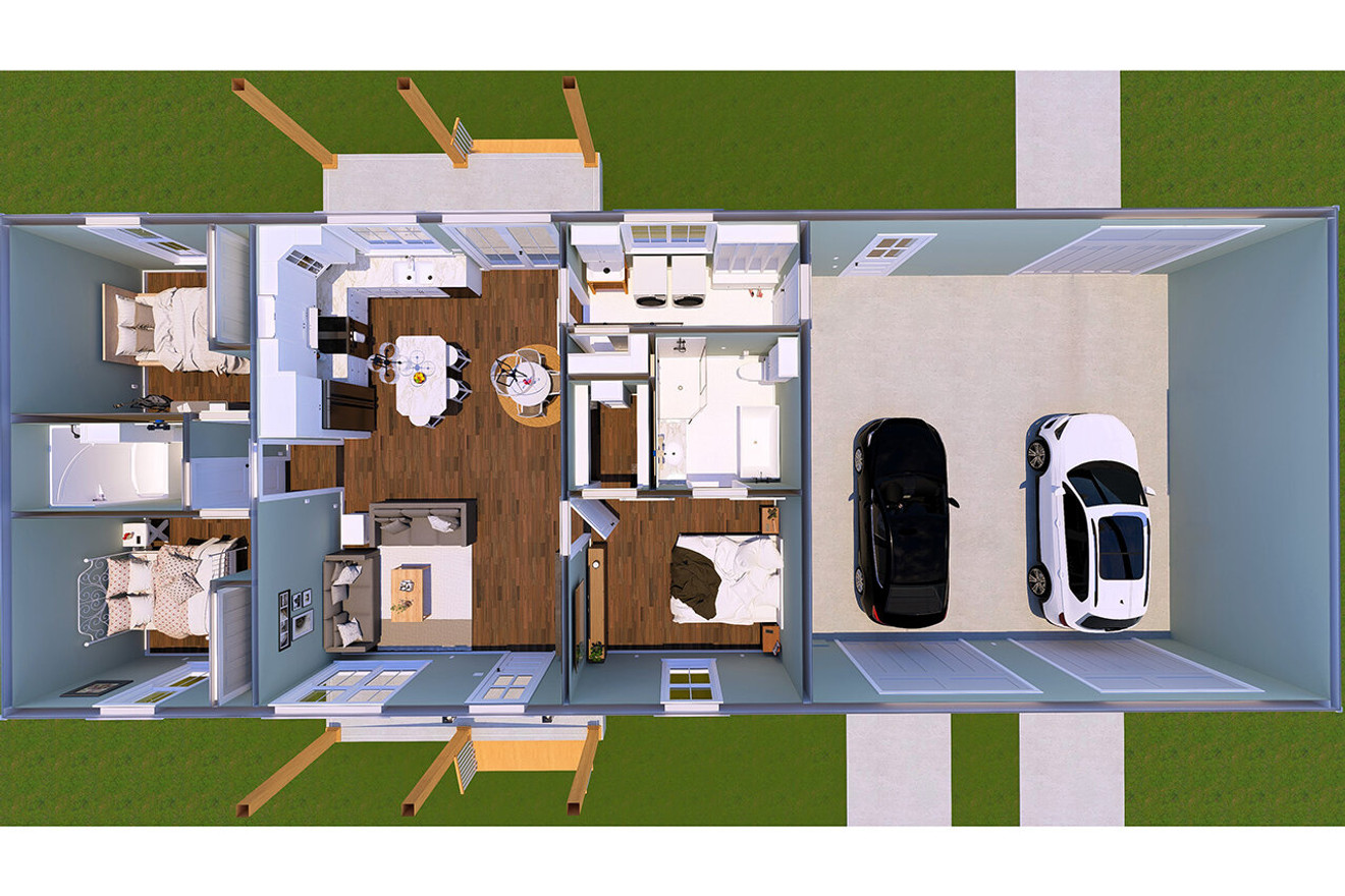 Farmhouse Style House Plan - 27229 - 1st Floor Plan Dollhouse View - Other Floor Plan