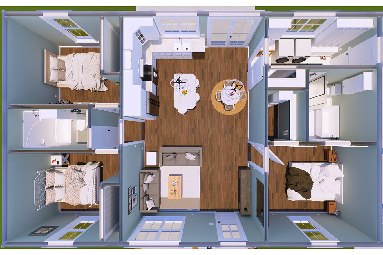 Farmhouse Style House Plan - 27229 - 1st Floor Plan Dollhouse View - Other Floor Plan