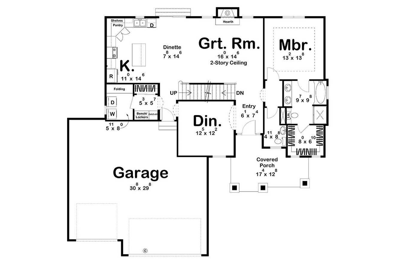 Craftsman House Plan - Fernau 28261 - 1st Floor Plan