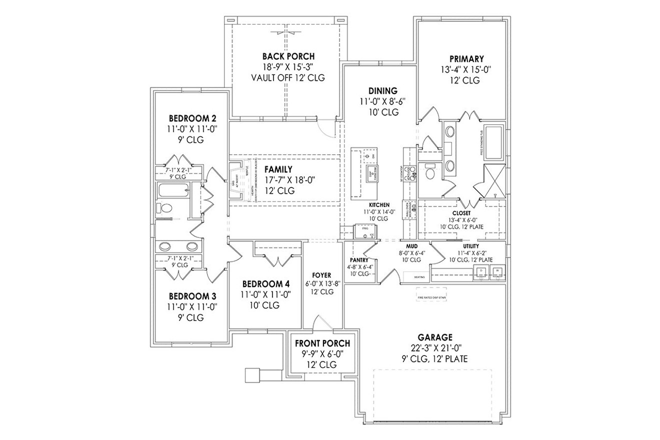 European House Plan - 13664 - 1st Floor Plan