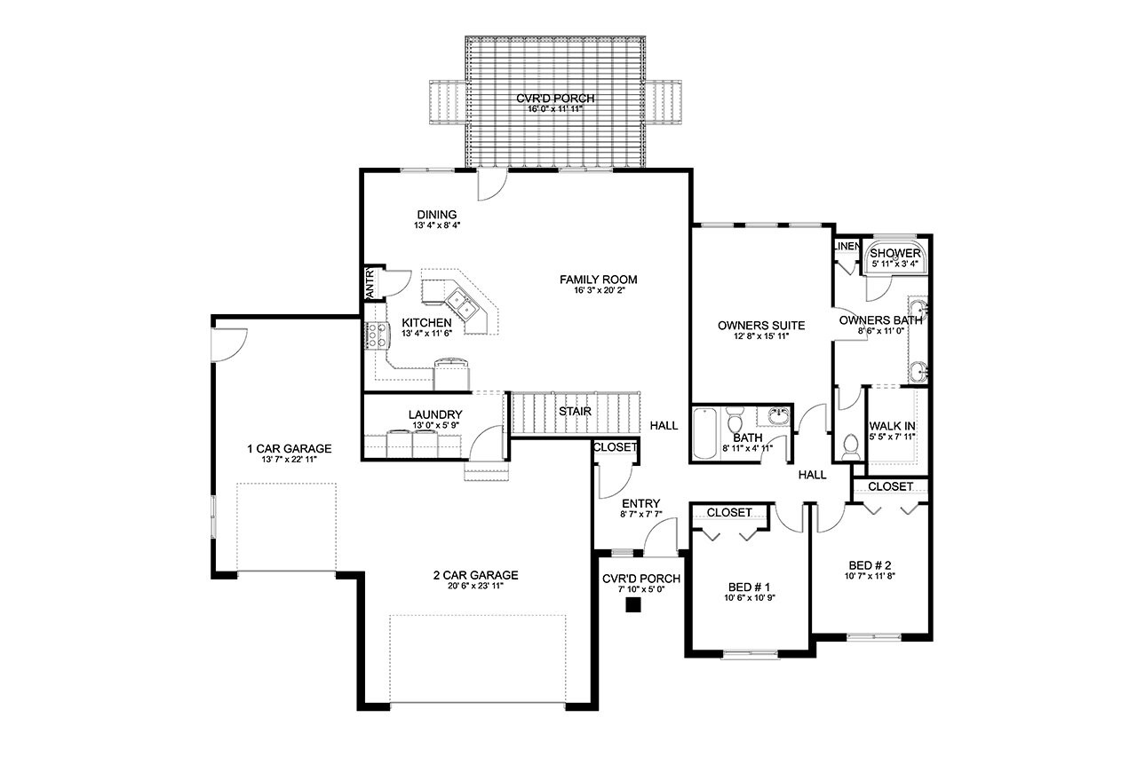 Craftsman House Plan - White 78033 - 1st Floor Plan